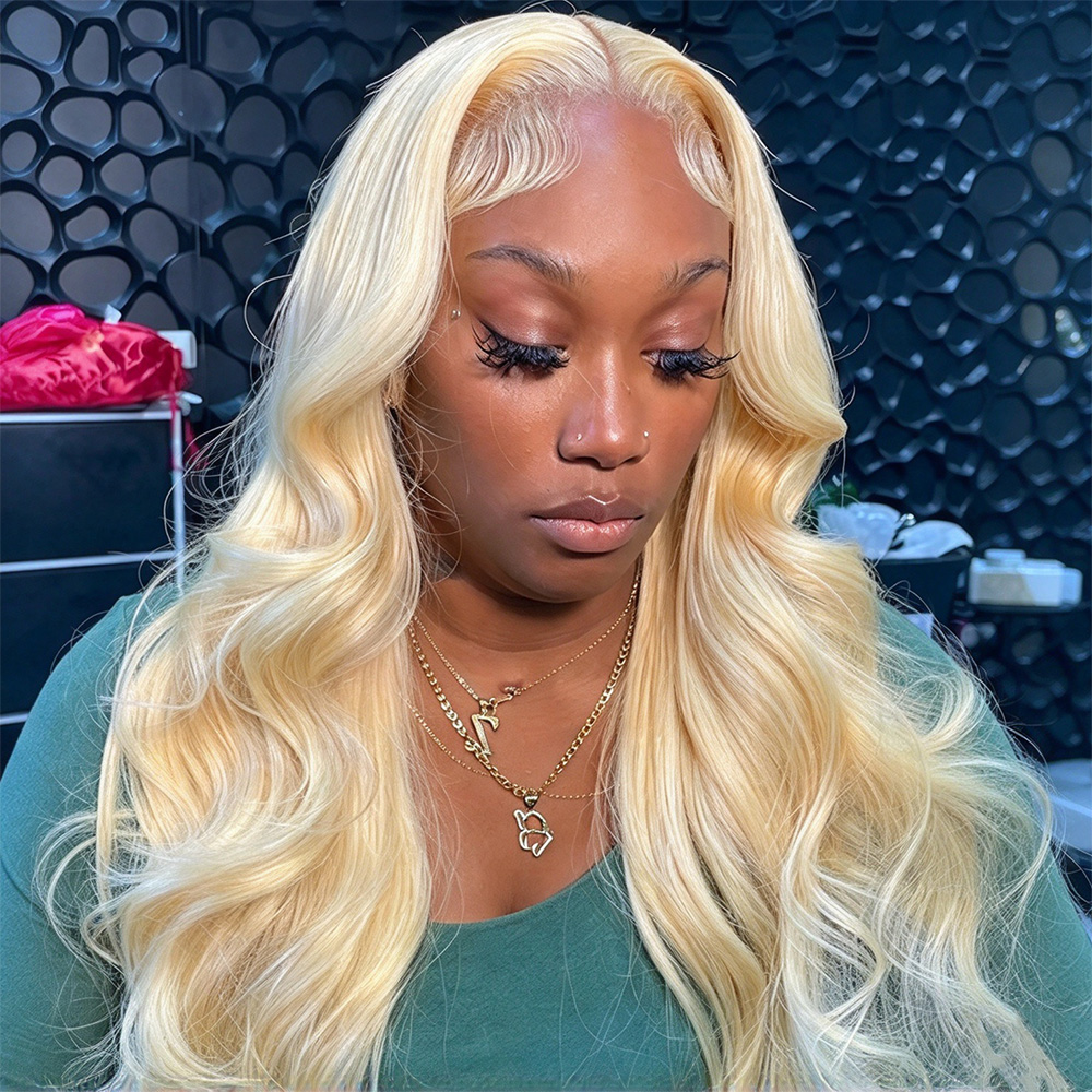 613 Blonde Body Wave Lace Front Wig - 13x4, светлый оттенок 613, парик с