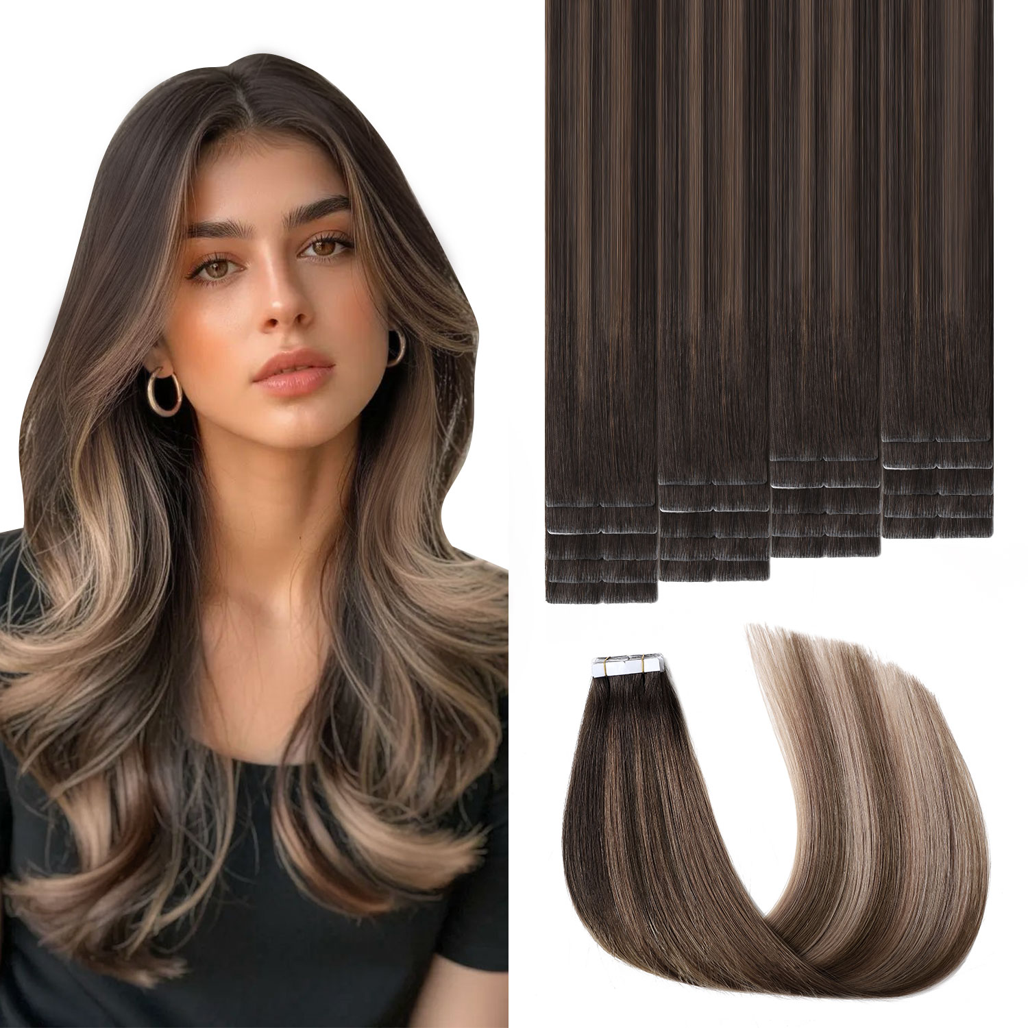 Invisible Tape In Extensions Real Hair - Невидимые накладные пряди для волос Sweetmet,