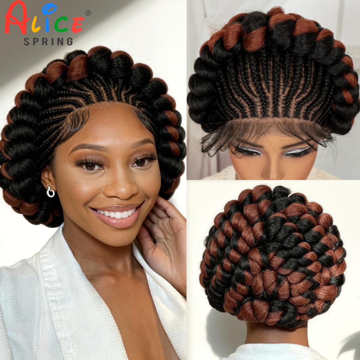 Synthetic Braided Wigs For Black Women - Плетеные парики Cornrow Синтетические полные кружевные
