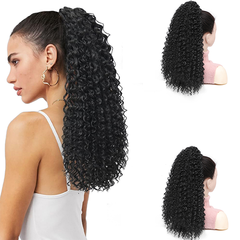 Drawstring Afro Curly Puff Ponytail - Афро-кудрявый хвост-пучок, искусственный хвост из синтетических