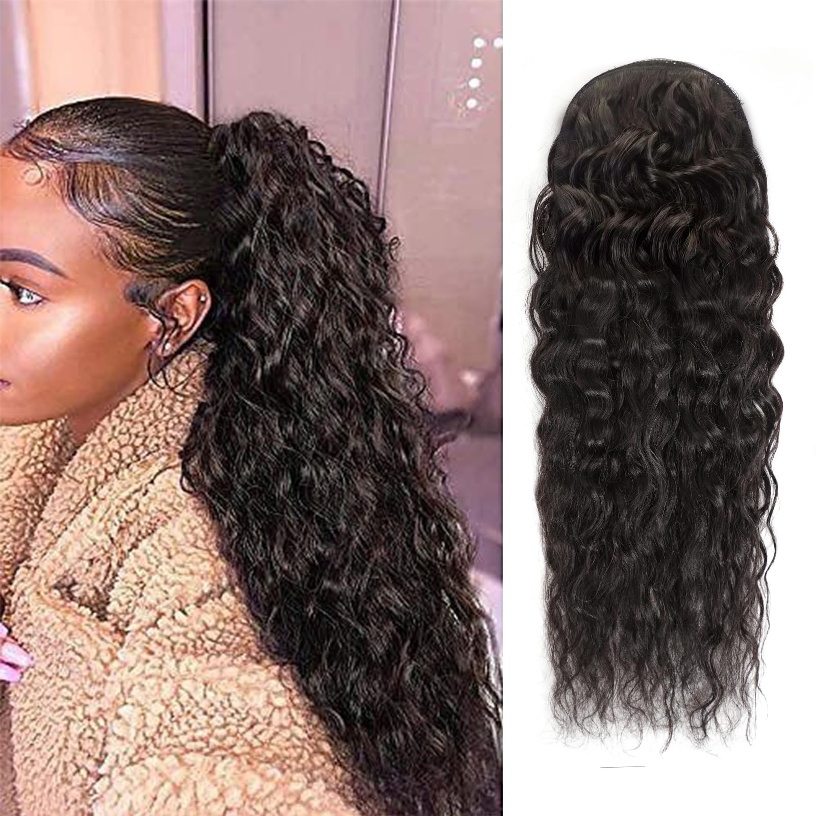 Seamless Clip In Hair Extensions Human Hair - Накладной хвост-шиньон из натуральных бразильских волос