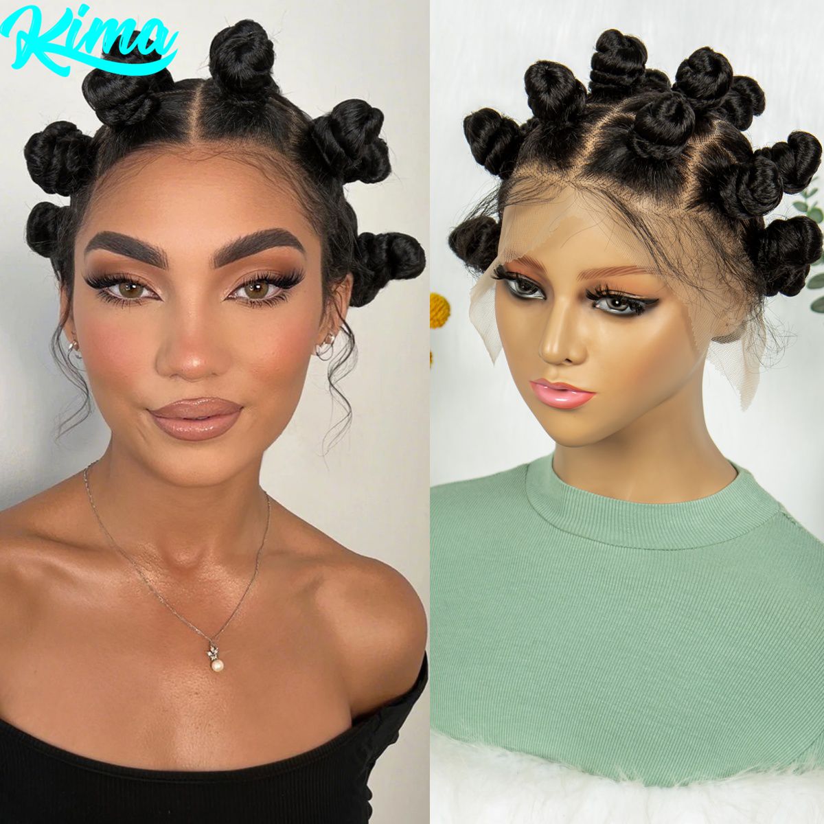 Synthetic Braided Wigs For Black Women - Полный кружевной парик ручной работы Bantu,