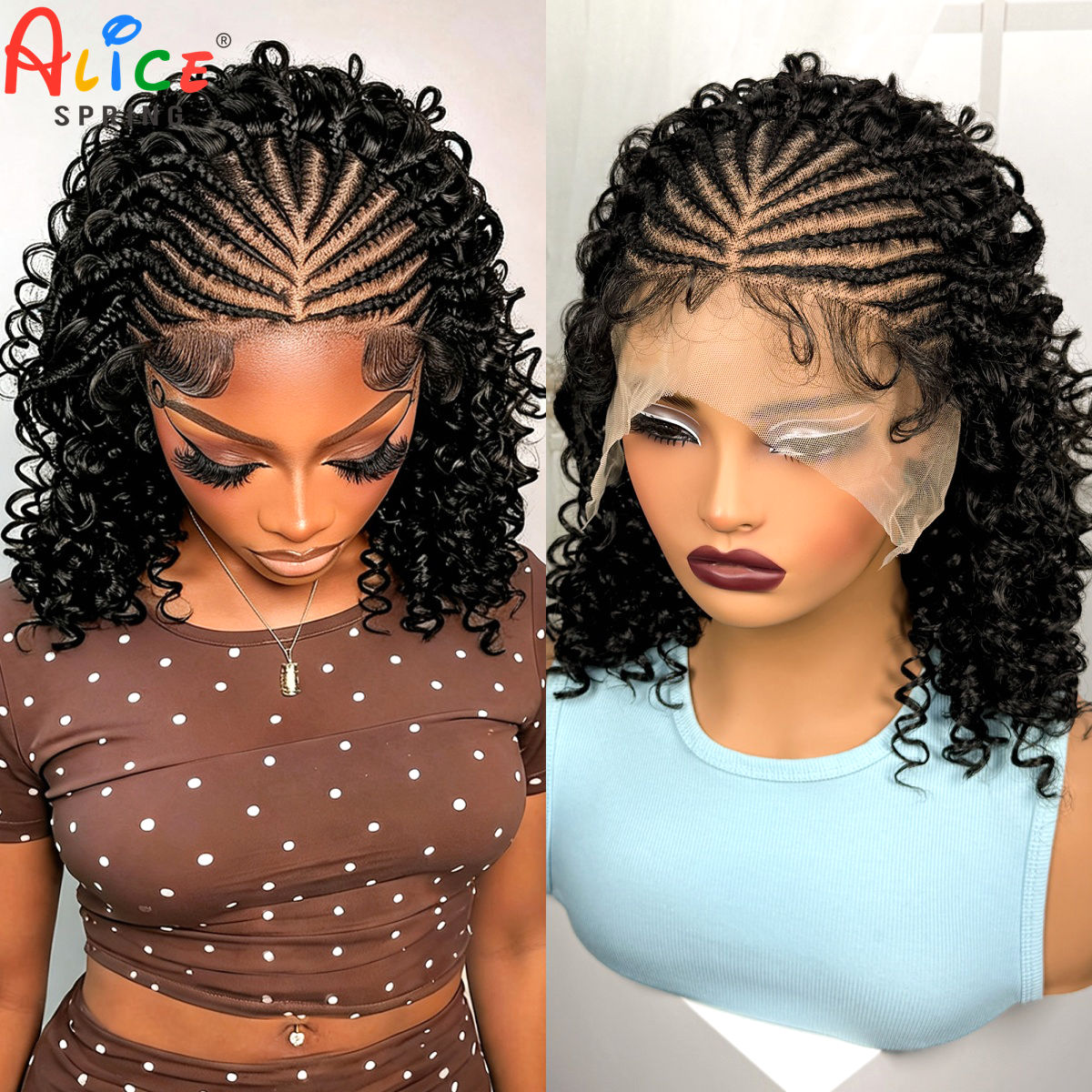 Synthetic Braided Wigs For Black Women - 16-дюймовые синтетические парики с натуральными косами-корнроу,