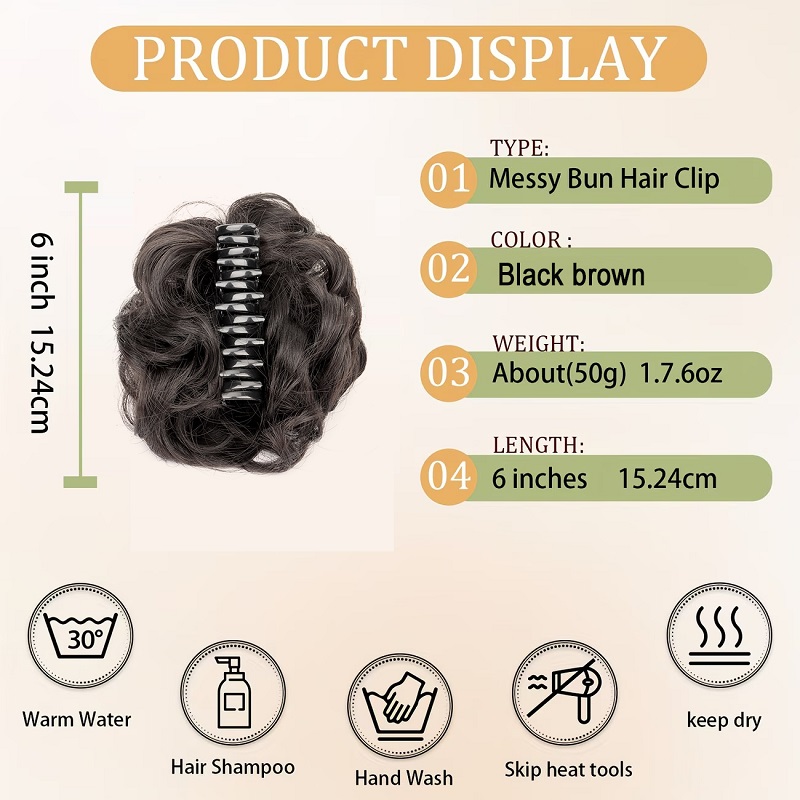 Синтетический небрежный пучок- – обзор и цена Claw Clip Messy Bun Hair Piece