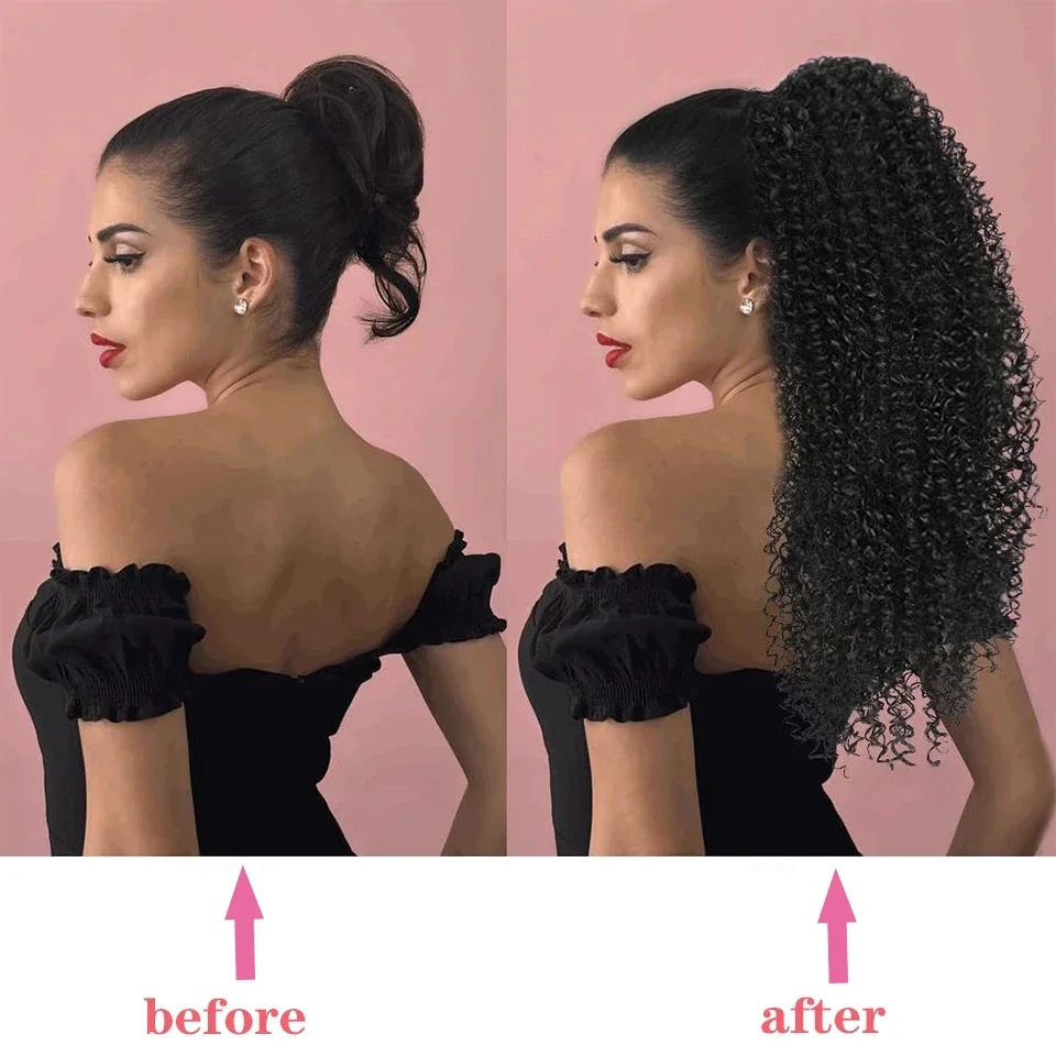 Афро-кудрявый хвост-пучок, иск – обзор и цена Drawstring Afro Curly Puff Ponytail