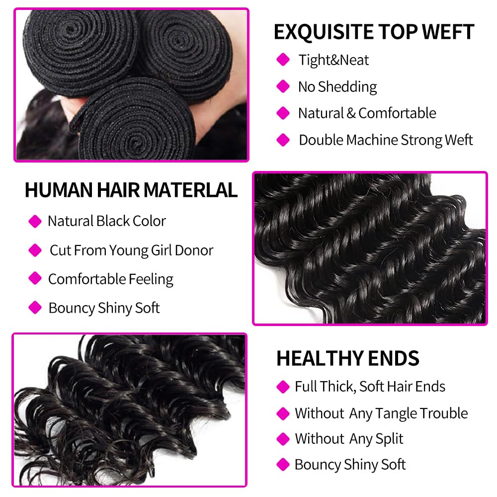 100% натуральные бразильские в – обзор и цена Deep Wave 3 Bundles With Closure