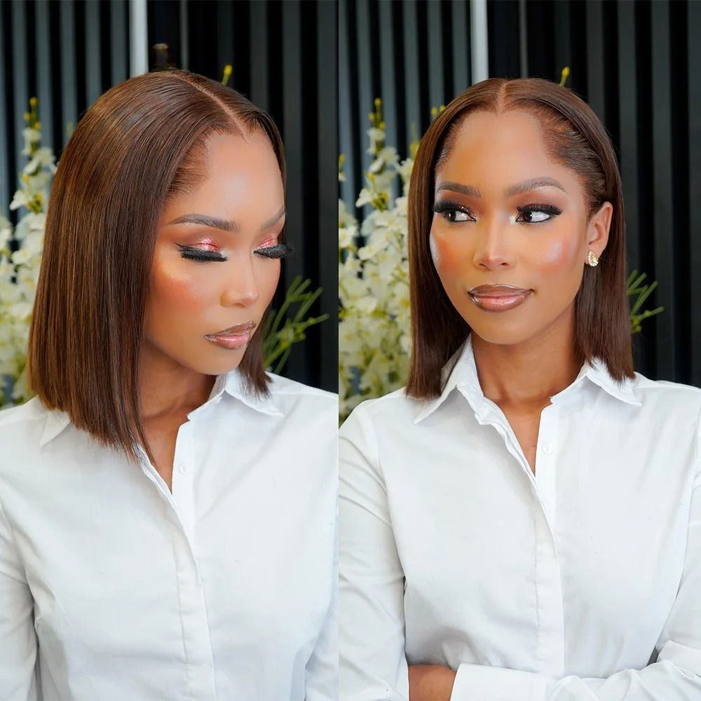 Темно-коричневый парик 13x4 HD – обзор и цена Pre Parted 13X4 Lace Front Bob Wig