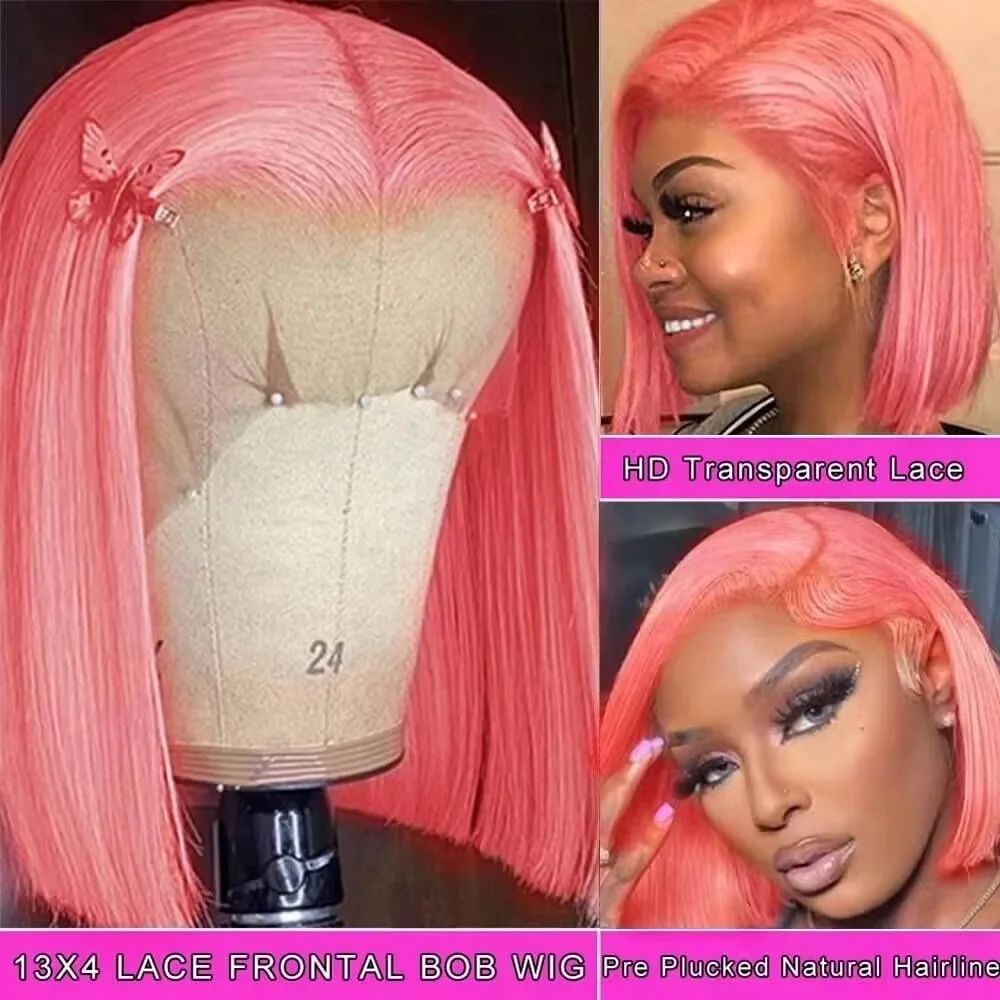 10-дюймовые розовые парики-боб – обзор и цена Pre Parted 13X4 Lace Front Bob Wig